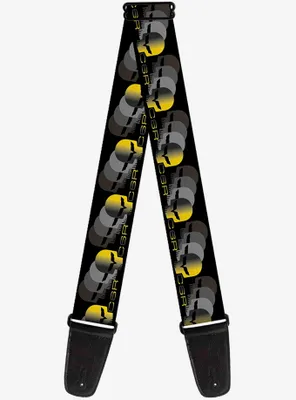 C6 Racing Skull Repeat Black Yellow Silver Guitar Strap