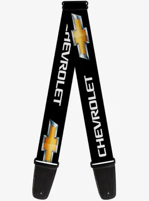 Chevrolet Bowtie Black Gold White Guitar Strap