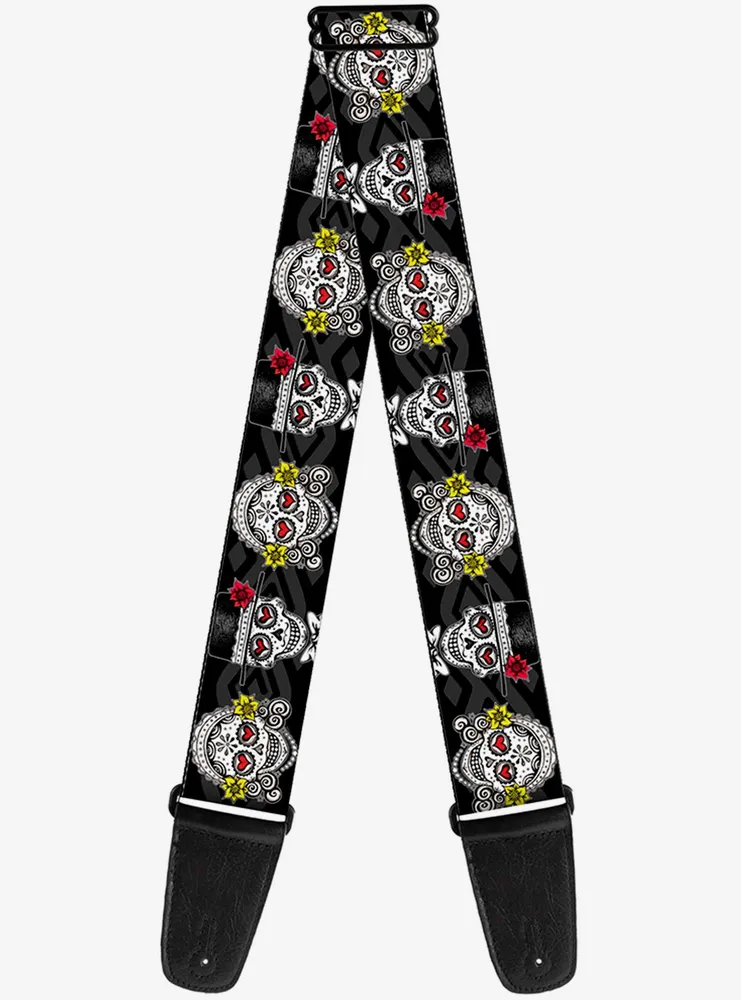 Los Novios Black Gray White Multi Color Guitar Strap