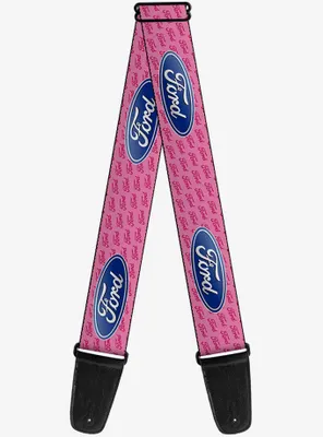 Ford Oval Text Pink Repeat Guitar Strap
