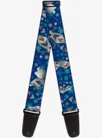 Disney Frozen Olaf Poses Snowflakes Blue Guitar Strap