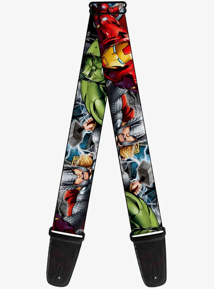 Marvel Avengers Superhero Poses Close Up Guitar Strap