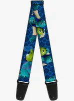 Disney Pixar Monsters University Sulley Mike Poses Checkered Guitar Strap