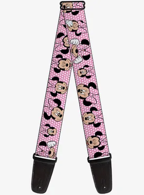 Disney Minnie Mouse Expressions Polka Dot Pink Guitar Strap