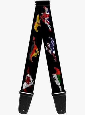 Mustang Silhouette International Flags Guitar Strap