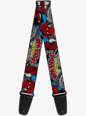 Marvel The Amazing Spider-Man Stacked Comic Books Action Poses Guitar Strap