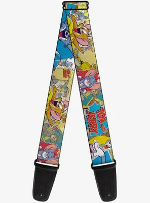 Tom and Jerry Faces Stacked Scene Panels Guitar Strap