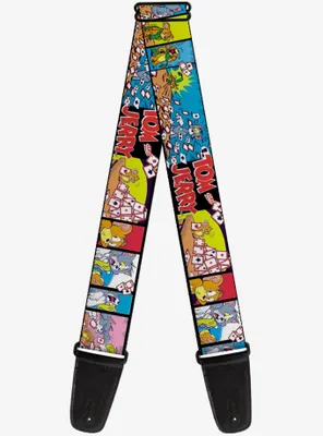 Tom and Jerry House of Cards Panels Guitar Strap