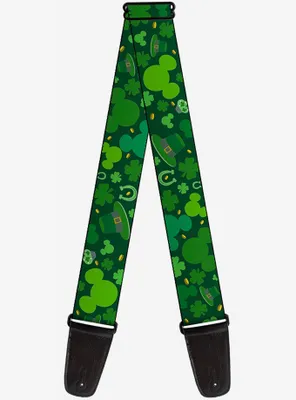 Disney Mickey Mouse St. Patrick's Day Collage Green Guitar Strap