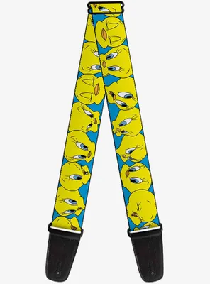 Looney Tunes Tweety Bird Close Up Expressions Blue Guitar Strap