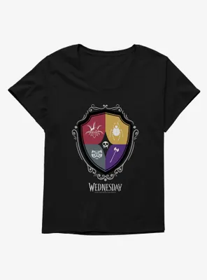 Wednesday Nevermore Academy Crest Icons Womens T-Shirt Plus