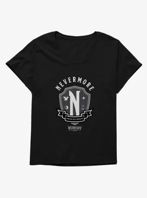 Wednesday Nevermore Academy Emblem Womens T-Shirt Plus