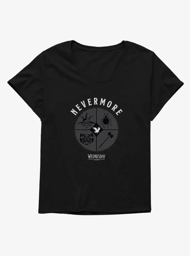 Wednesday Nevermore Icon Set Womens T-Shirt Plus