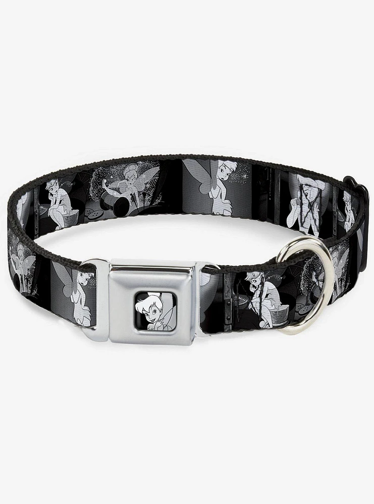 Disney Tinker Bell Scenes Black White Seatbelt Buckle Dog Collar