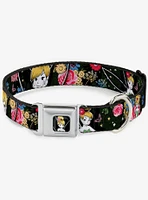 Disney Tinker Bell Sleeping Floral Collage Seatbelt Buckle Dog Collar