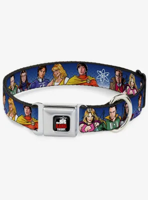 The Big Bang Theory Superhero Characters Group Seatbelt Buckle Dog Collar