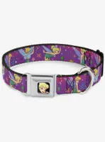 Disney Tinker Bell Flowers Stars Skull Seatbelt Buckle Dog Collar