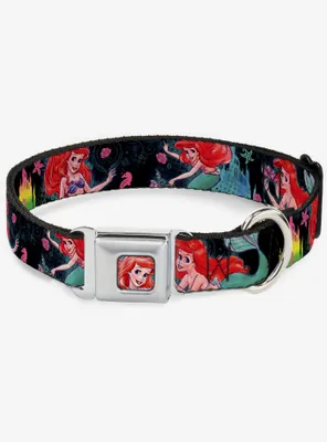 Disney The Little Mermaid Ariel Underwater Palace Silhouette Seatbelt Buckle Dog Collar