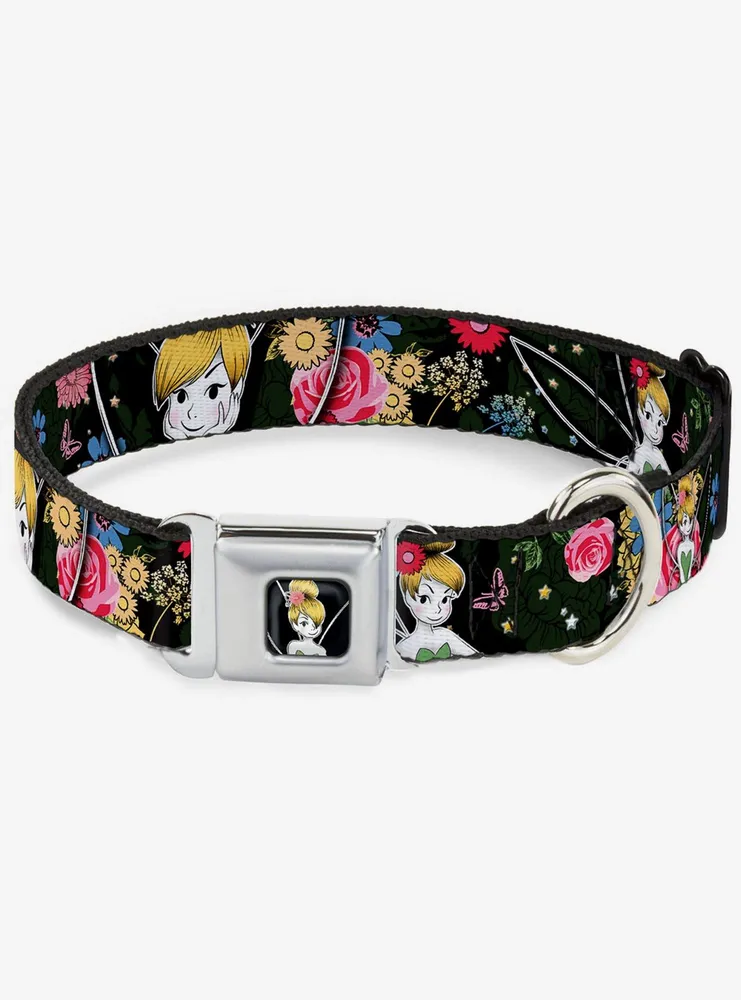 Disney Tinker Bell Sleeping Floral Collage Seatbelt Buckle Dog Collar