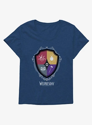 Wednesday Nevermore Academy Crest Icons Girls T-Shirt Plus