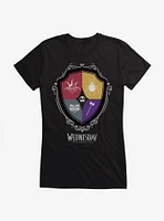 Wednesday Nevermore Academy Crest Icons Girls T-Shirt