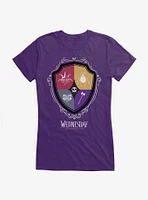 Wednesday Nevermore Academy Crest Icons Girls T-Shirt