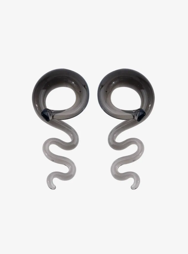 Glass Smoke Grey Swirl Hanger Taper Plug 2 Pack