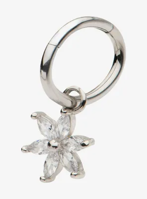 14G Steel CZ Flower Hinged Clicker