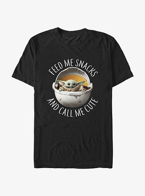Star Wars The Mandalorian Feed Me Snacks and Call Cute T-Shirt