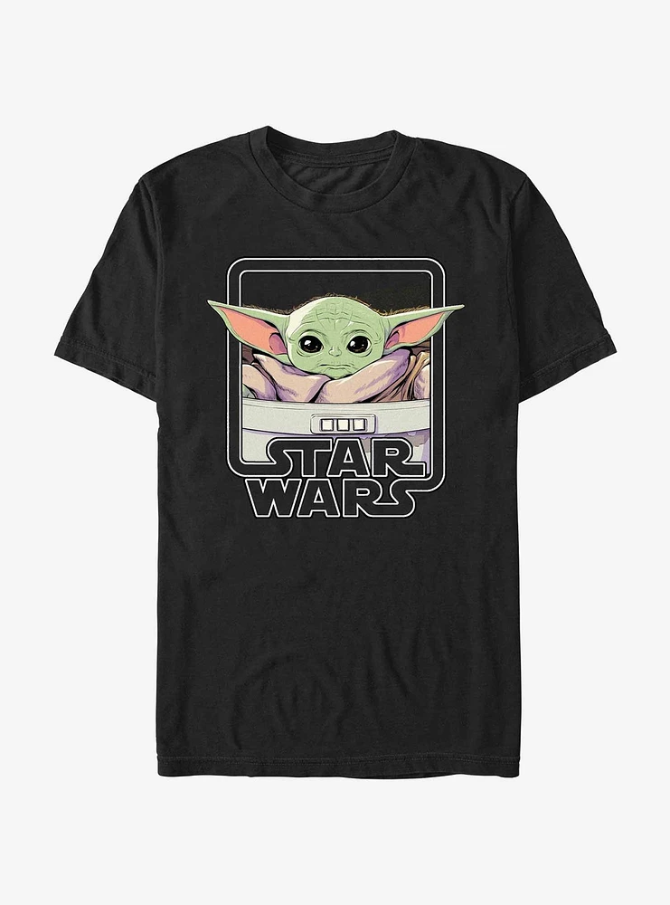 Star Wars The Mandalorian Grogu Framed Logo T-Shirt