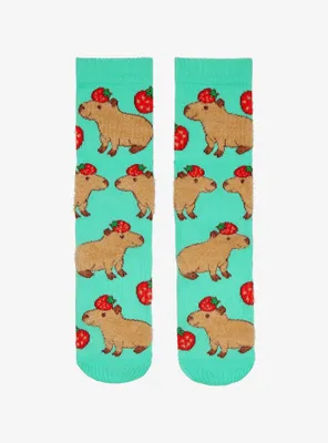 Strawberry Capybara Crew Socks