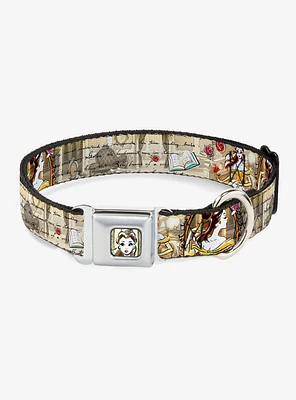 Disney Beauty And The Beast Belle Sketch Poses Seatbelt Buckle Dog Collar