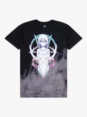 Ghost Data Goat Girl Pentagram Tie-Dye T-Shirt