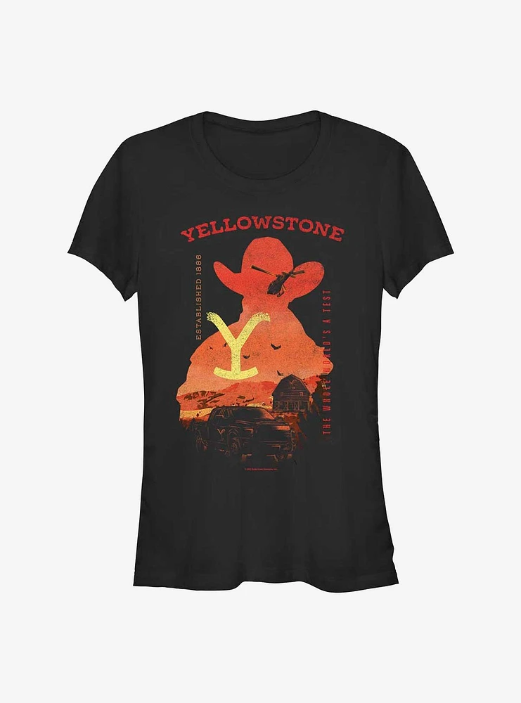 Yellowstone Sunset Cowboy Girls T-Shirt