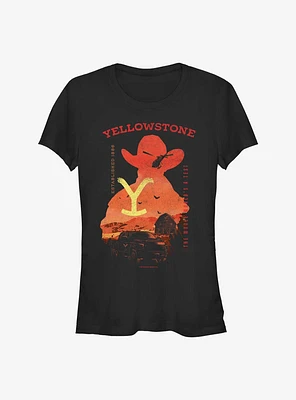 Yellowstone Sunset Cowboy Girls T-Shirt