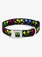 Disney Mickey Mouse Expressions Paint Splatter Seatbelt Buckle Dog Collar