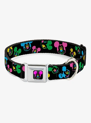 Disney Mickey Mouse Expressions Scattered Seatbelt Buckle Dog Collar