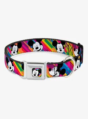 Disney Mickey Mouse Expressions Multi Color Seatbelt Buckle Dog Collar