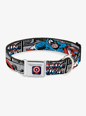 Marvel Captain America Comic Blocks Seatbelt Buckle Dog Collar