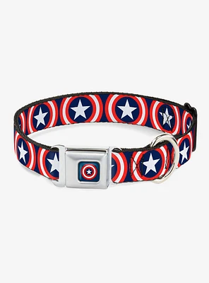 Marvel Captain America Shield Repeat Seatbelt Buckle Dog Collar