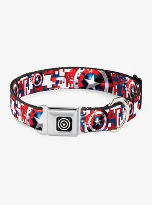 Marvel Captain America Shield Digital Camo Seatbelt Buckle Pet Collar