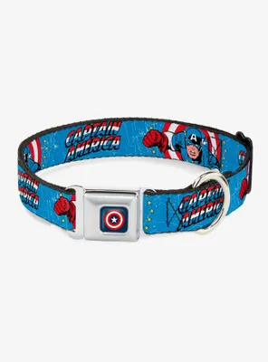 Marvel Captain America Weathered Seatbelt Buckle Pet Collar