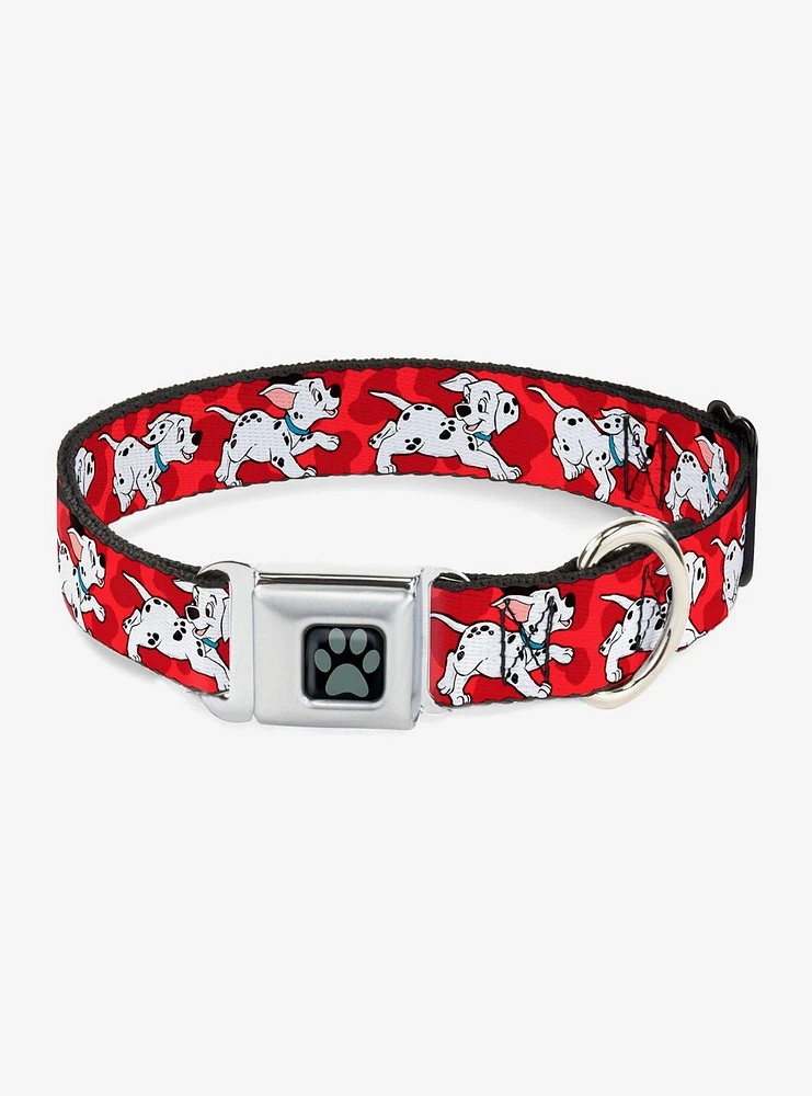 Disney 101 Dalmatians Running Paws Reds White Black Seatbelt Buckle Pet Collar