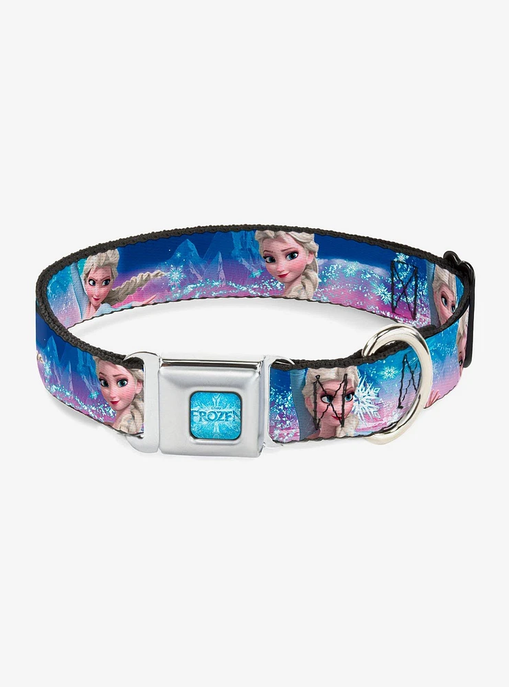 Disney Frozen Elsa Castle Snowy Mountains Seatbelt Buckle Pet Collar