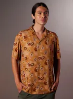 Our Universe Indiana Jones Travel Stickers Woven Button-Up