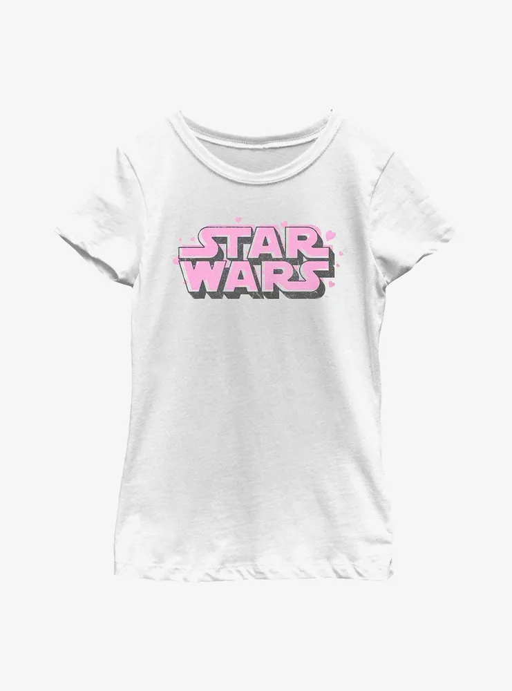 Star Wars Floating Hearts Logo Youth Girls T-Shirt