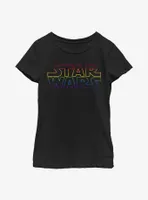 Star Wars Outline Rainbow Logo Youth Girls T-Shirt