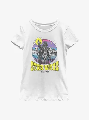Star Wars Vader & Stormtroopers Retro Circle Youth Girls T-Shirt