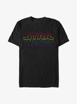 Star Wars Outline Rainbow Logo T-Shirt