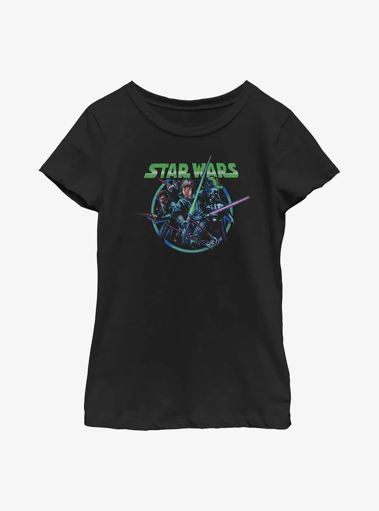 Star Wars Retro Group Luke, Han, & Vader Youth Girls T-Shirt